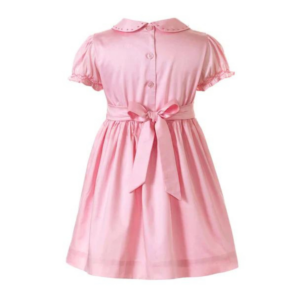 Girls Pink Bow Smocked Dress - The Well Appointed House