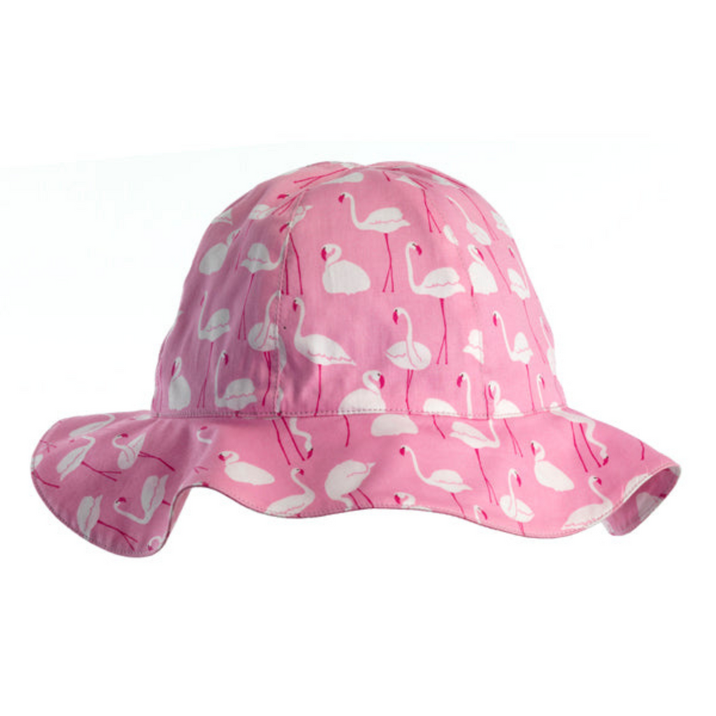 Girls Pink Flamingo Print Sunhat - The Well Appointed House