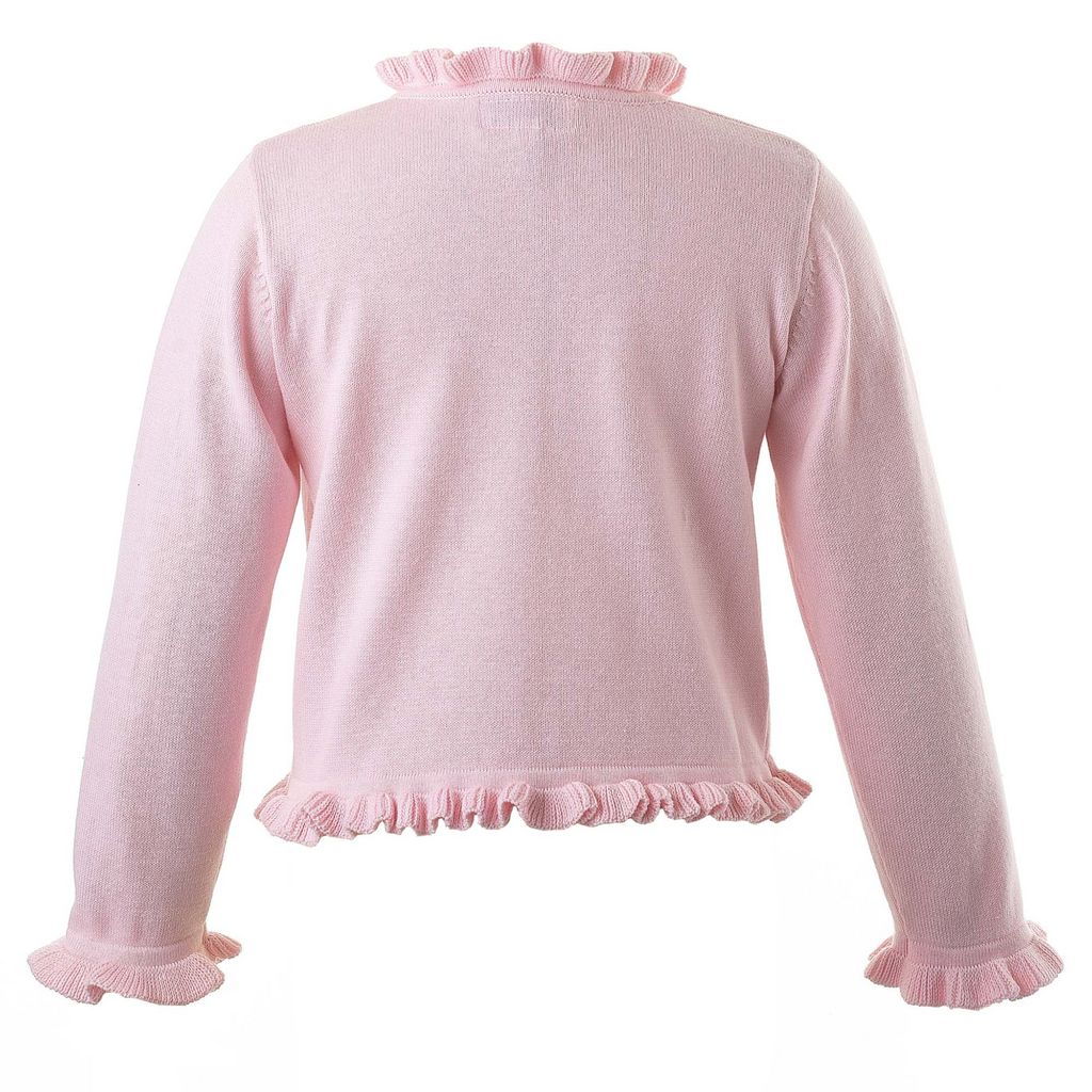 Girls Pink Frill Cardigan - The Well Appointed House