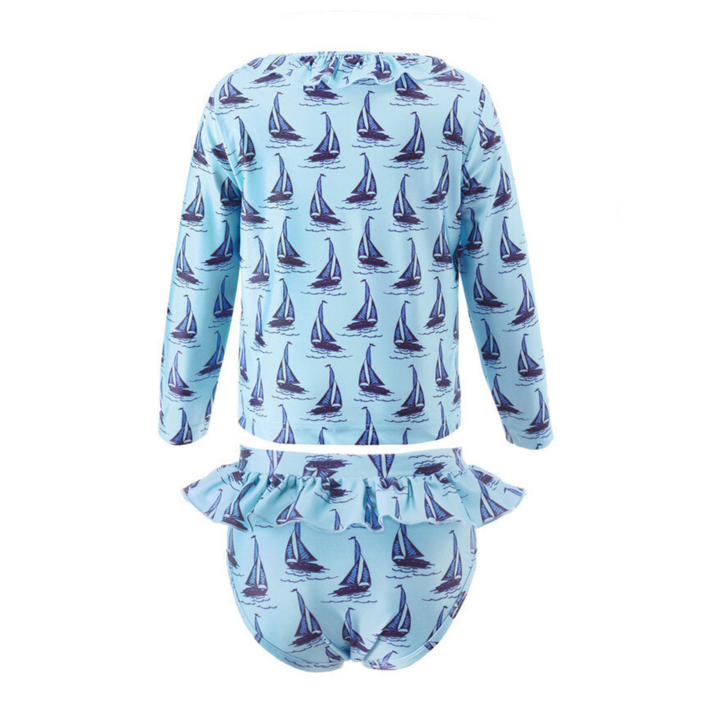 Girls Sailboat Rash Guard Set Swimsuit - The Well Appointed House