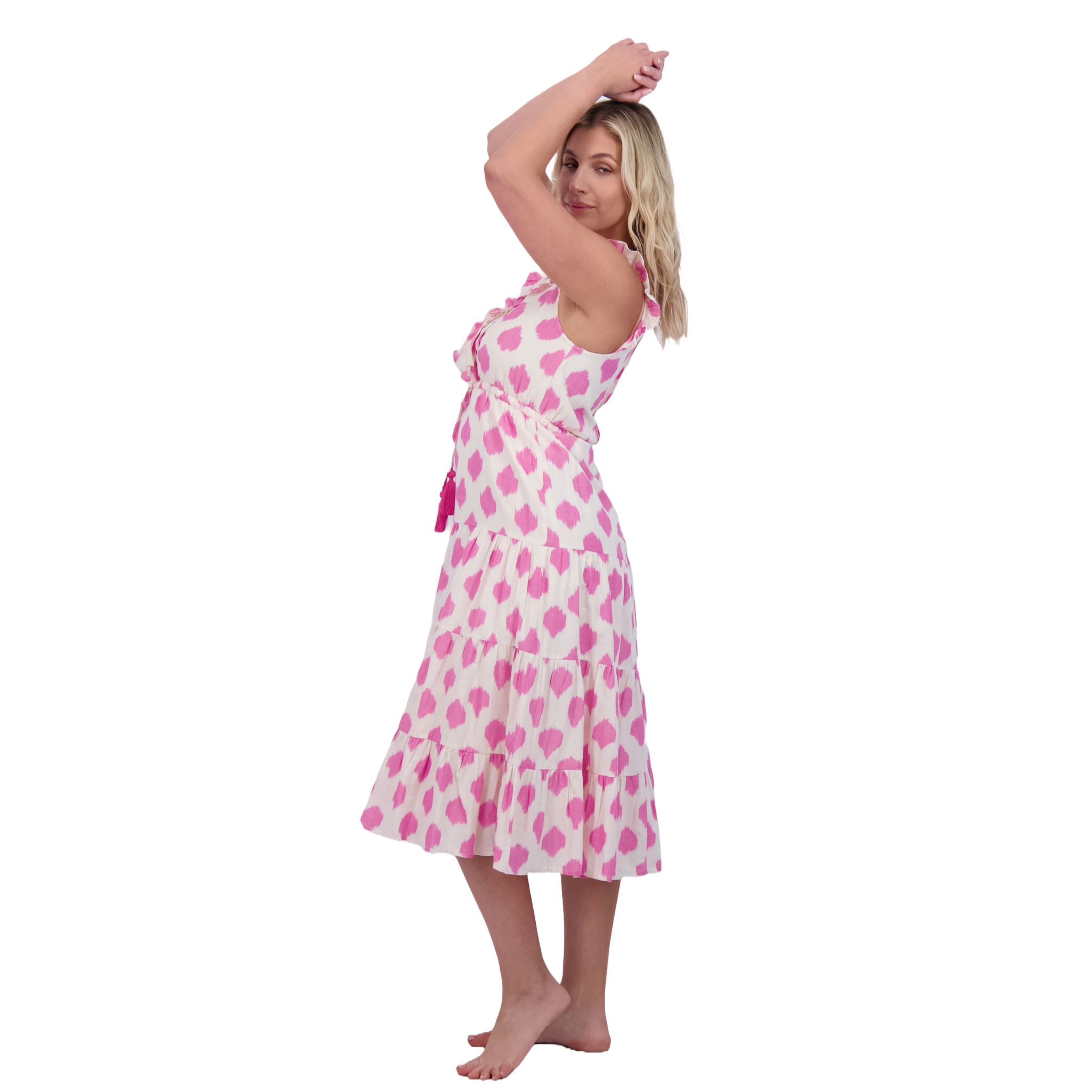 open lace back dress All Is Well Hot Pink Ikat Dress, X-Large - The Mint Julep Boutique