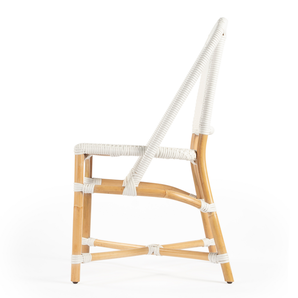 Glossy White Rattan Frame Dining Chair - The Well Appointed House