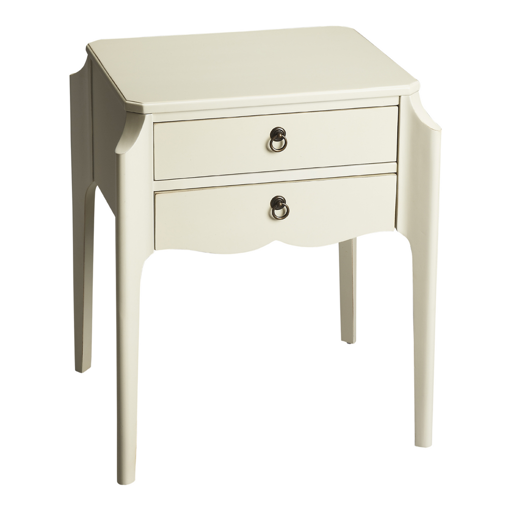 Glossy White Two Drawer Accent Table - Nightstands & Chests - The Well Appointed House
