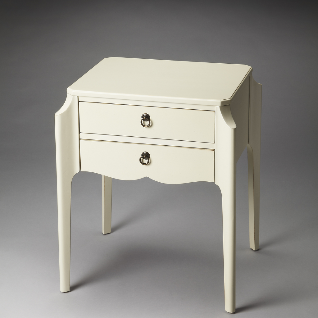 Glossy White Two Drawer Accent Table - Nightstands & Chests - The Well Appointed House
