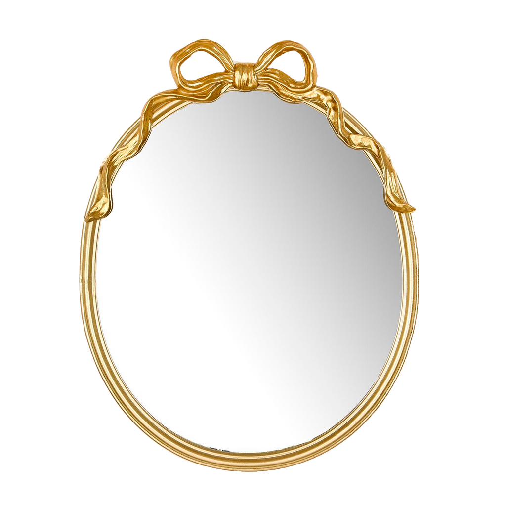 Gold Oval Mirror with Accent Bow - The Well Appointed House