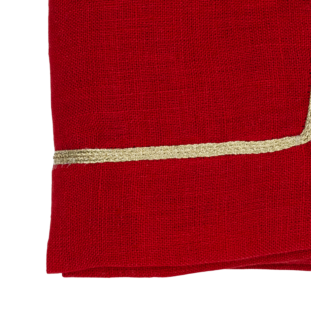 Gold Trim Dinner Napkins, Berry, Set of Two - The Well Appointed House