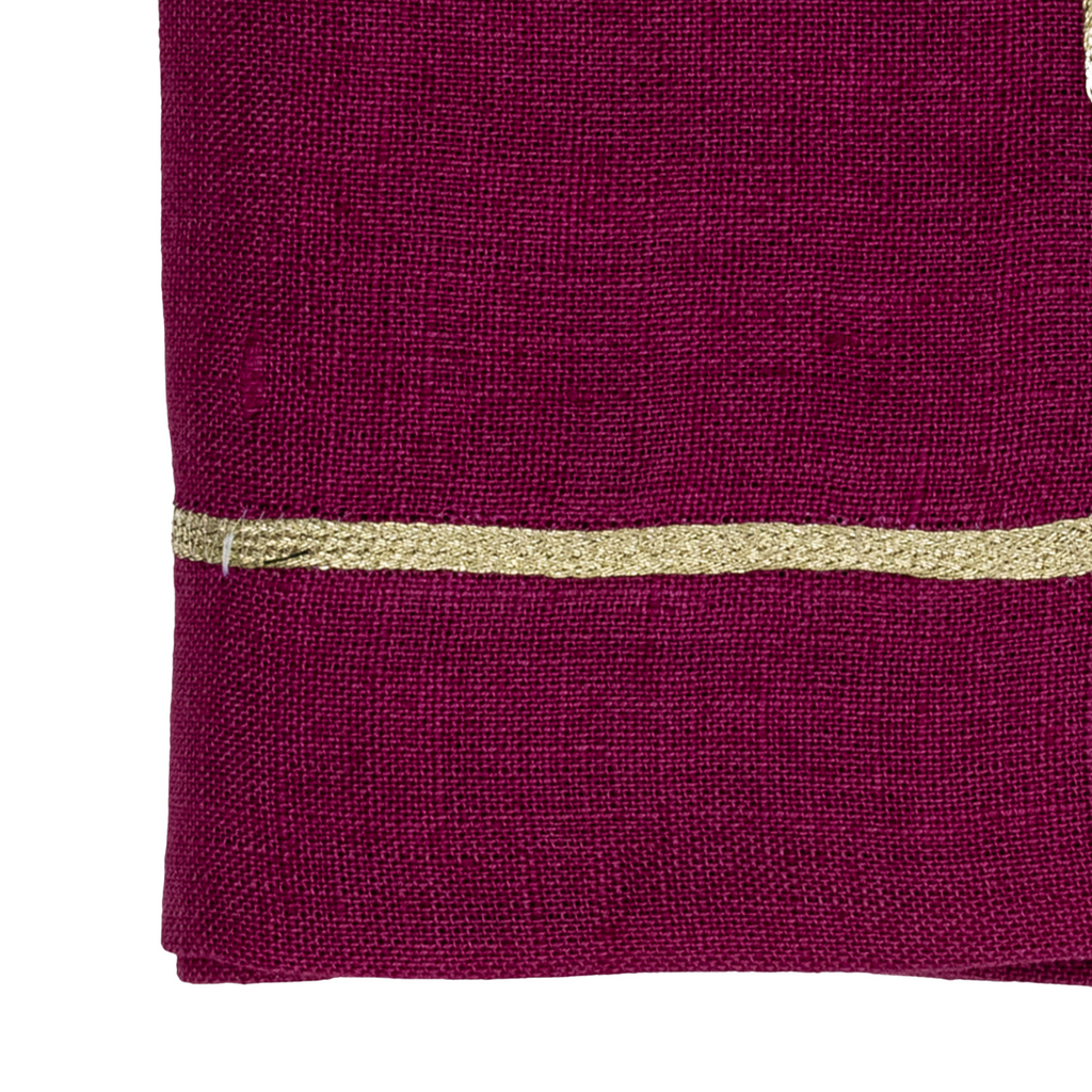 Gold Trim Dinner Napkins, Damson, Set of Two - The Well Appointed House