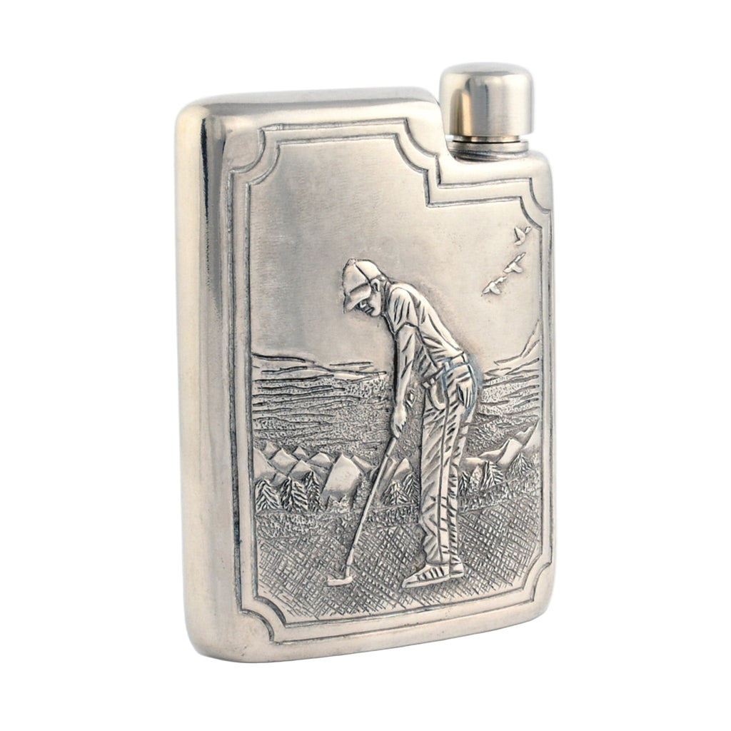 Golfer Pewter Flask - The Well Appointed House