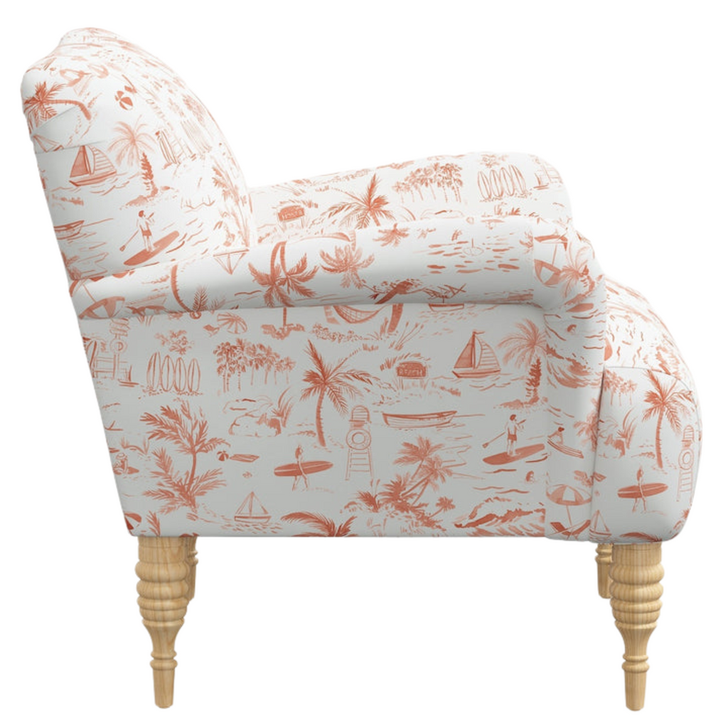 Gray Malin for Cloth & Company Coral Beach Toile Arm Chair - The Well Appointed House