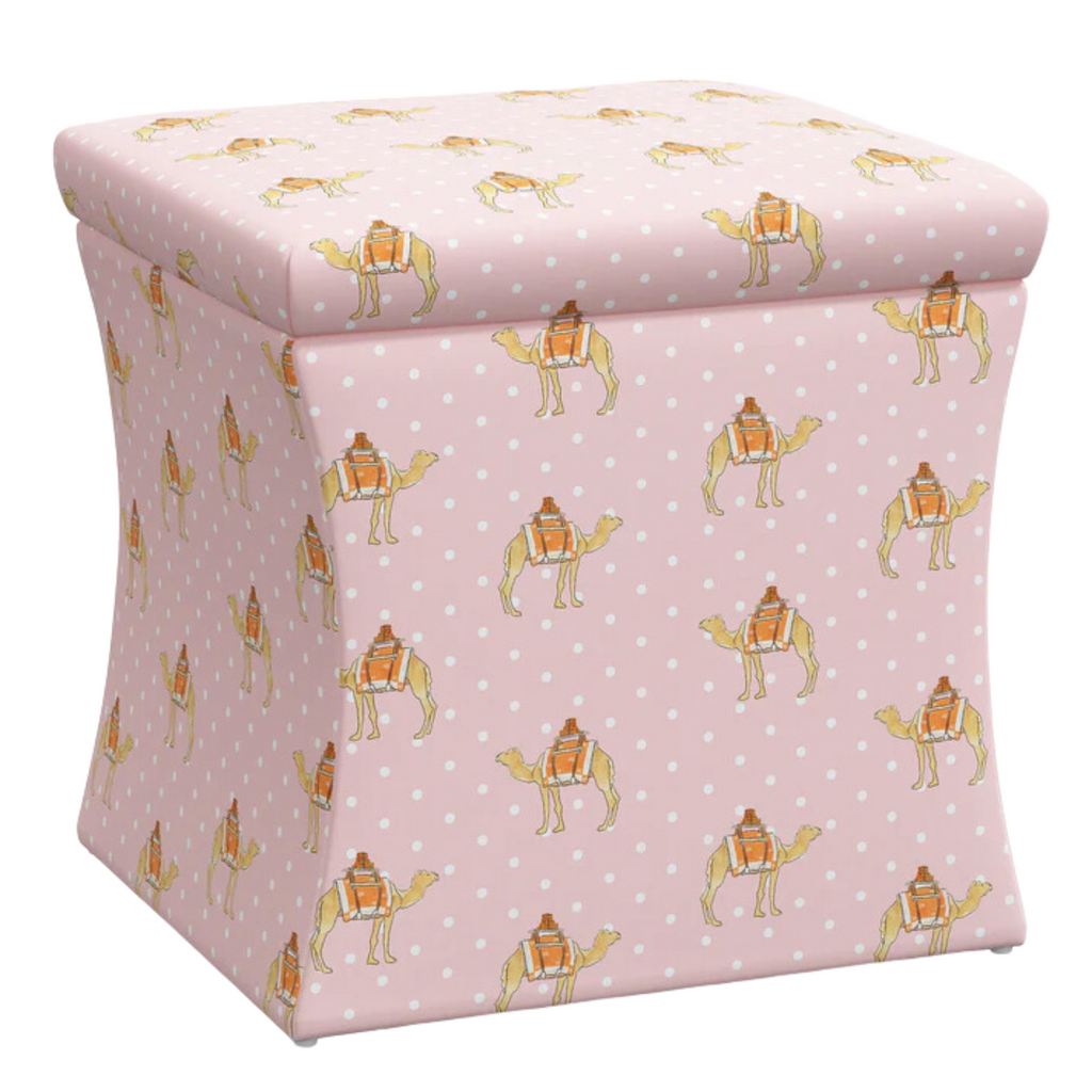 Gray Malin x Cloth & Co. Camel Dot Pink Storage Ottoman - Little Loves Toy Chests & Storage - The Well Appointed House