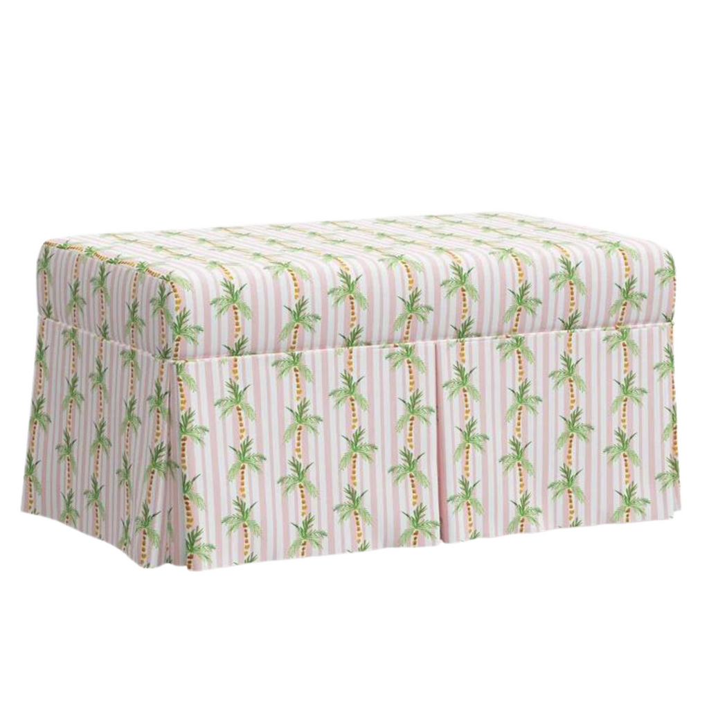 Gray Malin For Cloth & Co. Palm Tree Stripe Pink Storage Bench - Little Loves Accent Chairs & Stools - The Well Appointed House