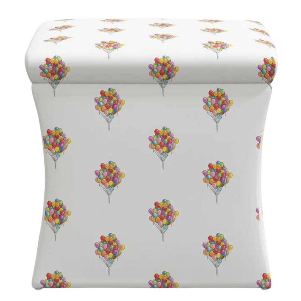Gray Malin For Cloth & Co. Parker Parade Balloon Bouquet Theme Storage Ottoman - Little Loves Baskets & Hampers - The Well Appointed House