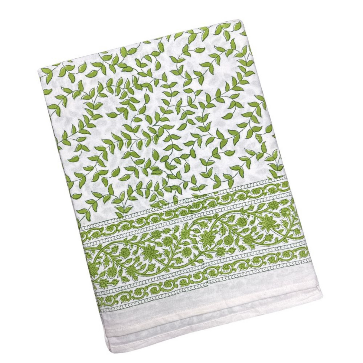 Green Leaves Spring Block Print Tablecloth – The Well Appointed House