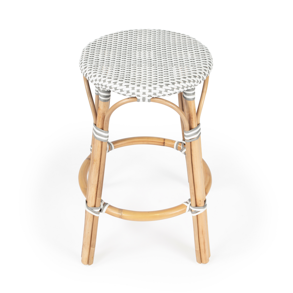 Grey Rattan Frame Counter Stool - The Well Appointed House