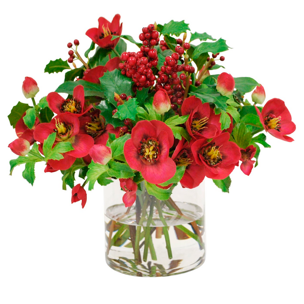 Hellebores Rose in Vase 14″ - The Well Appointed House