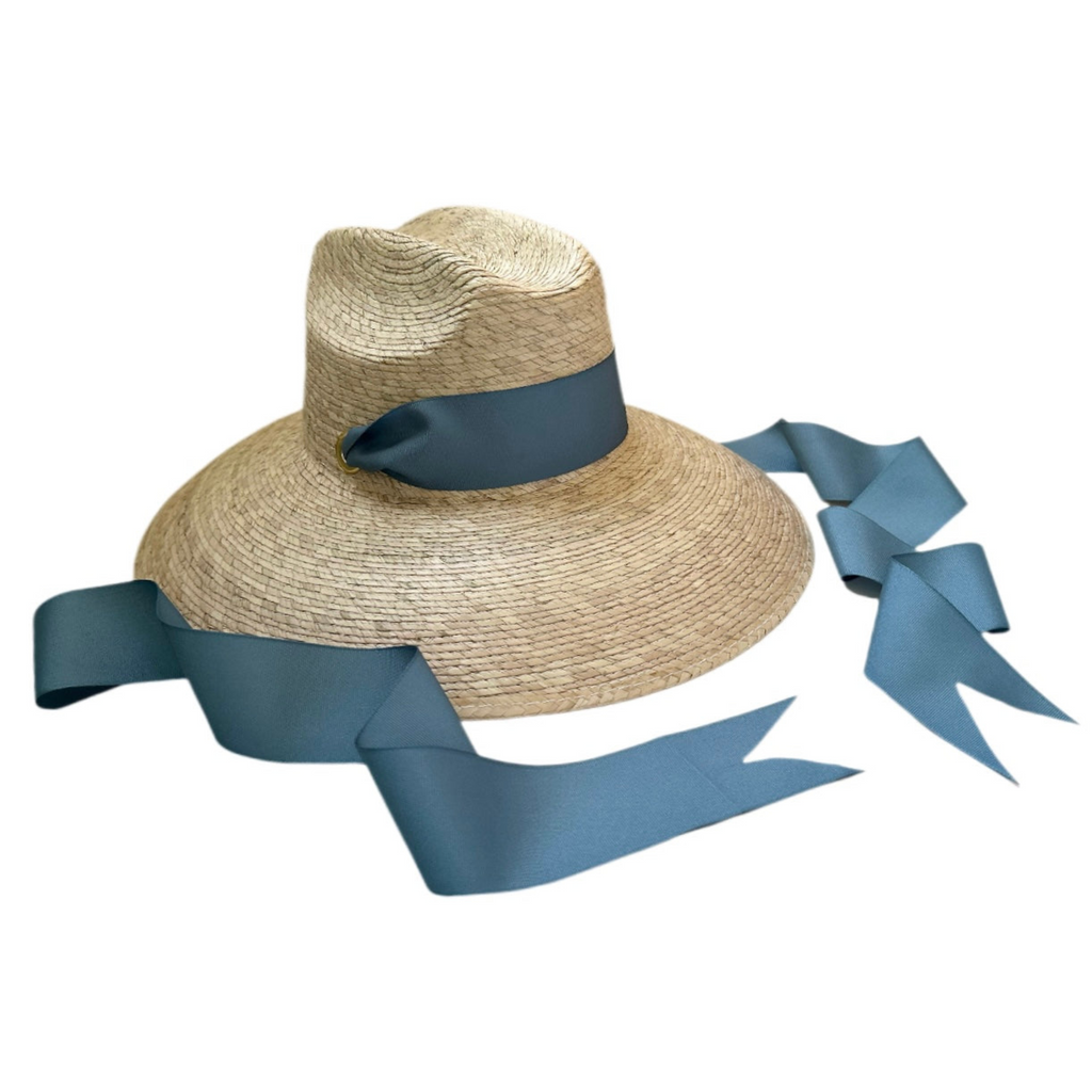 Hollyhock Sun Hat - French Blue Long Grosgrain Ribbon - The Well Appointed House