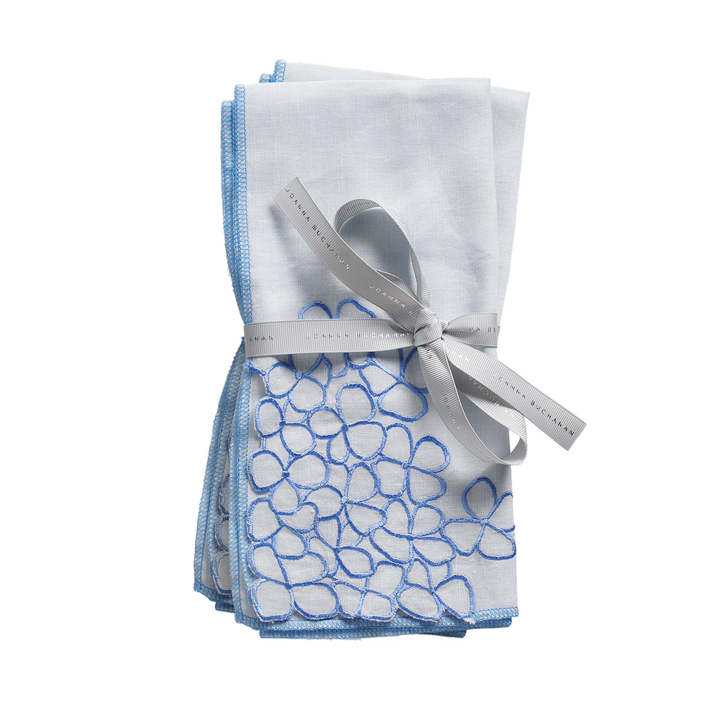 Hydrangea Dinner Napkins, Blue, Set of Two - The Well Appointed House