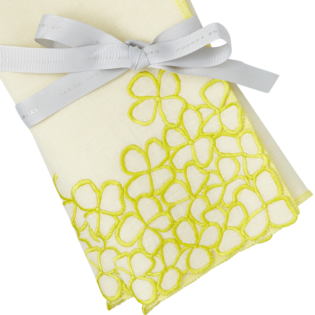 Hydrangea Dinner Napkins, Citrus, Set of Two - The Well Appointed House