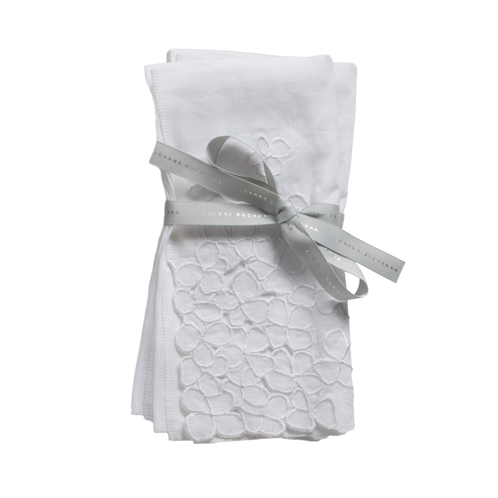 Hydrangea Dinner Napkins, White, Set of Two - The Well Appointed House