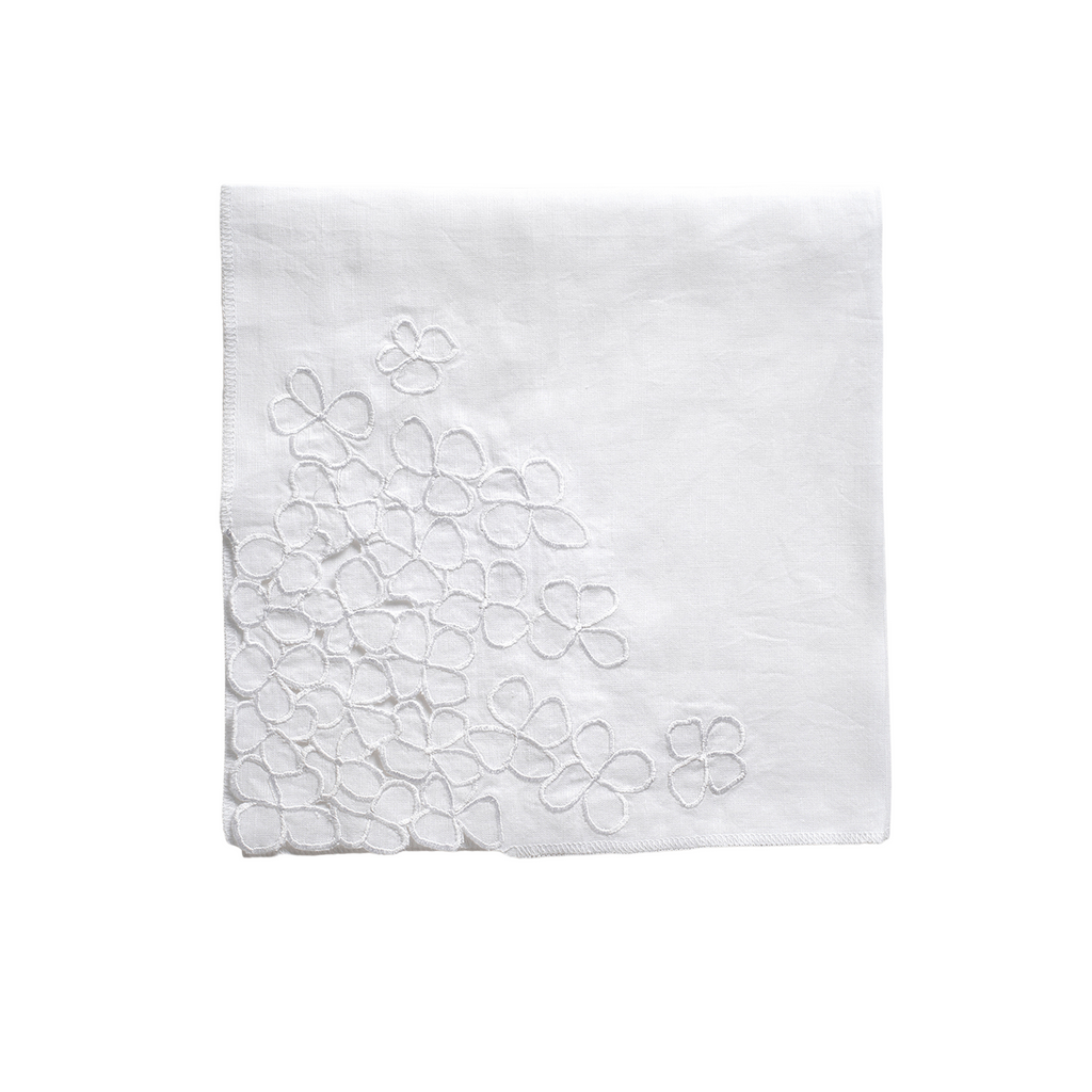 Hydrangea Dinner Napkins, White, Set of Two - The Well Appointed House