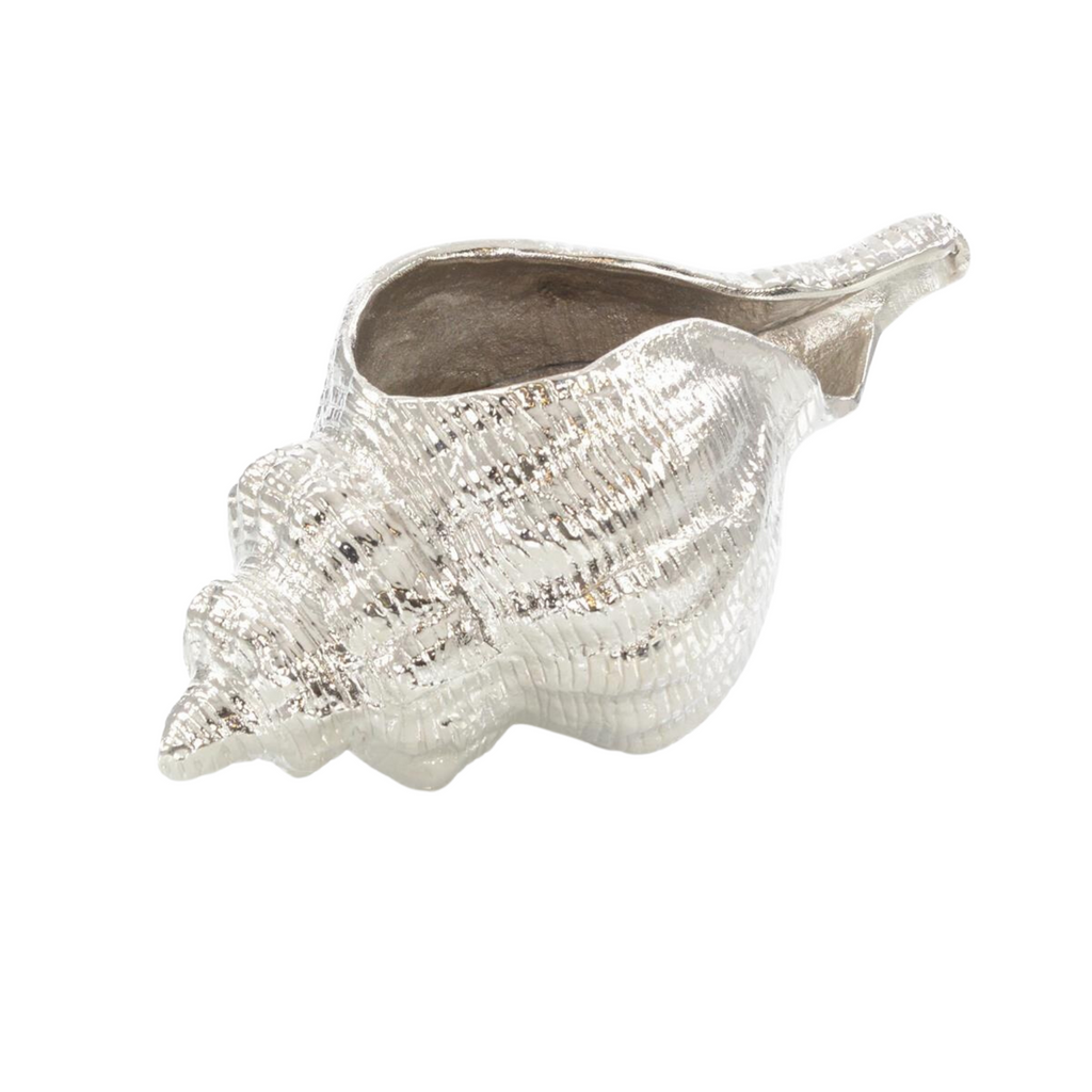 Caribbean Conch Seashell Sculpture in Nickel - The Well Appointed House