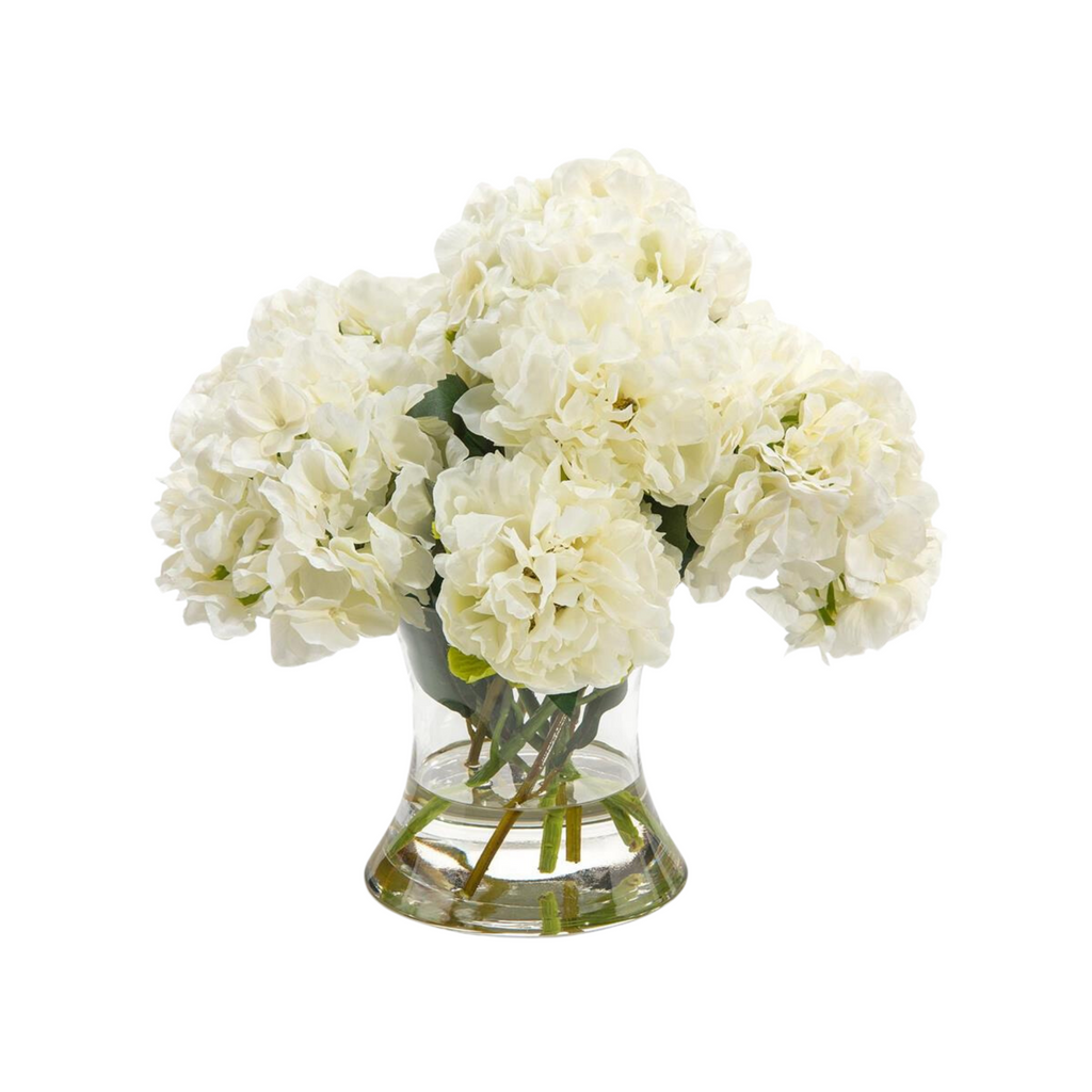 Faux White Hydrangeas in Concave Vase - The Well Appointed House