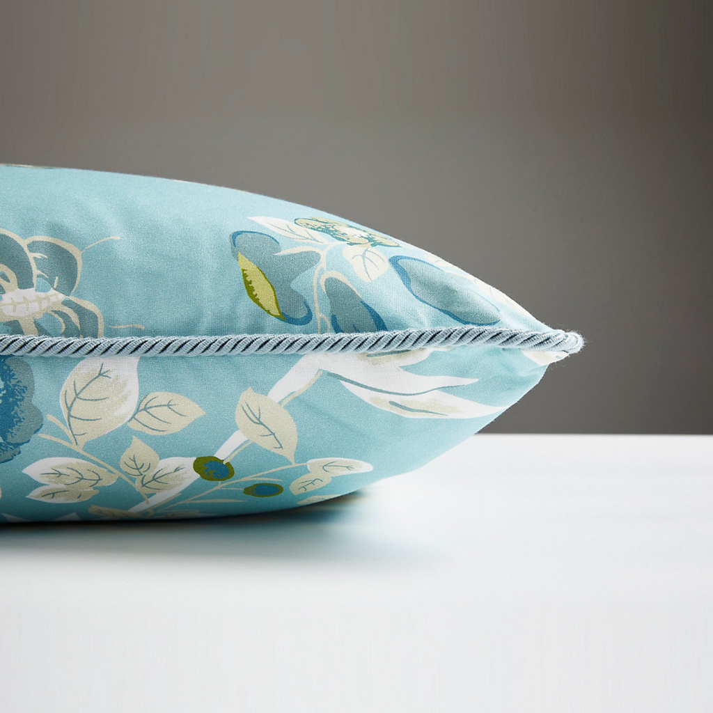 Jardin De Chine Cotton Throw Pillow in Ciel Aqua - The Well Appointed House