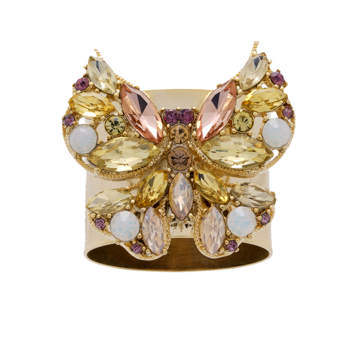 Set of Two Yellow Jeweled Sparkly Butterfly Napkin Rings, Luxury ...