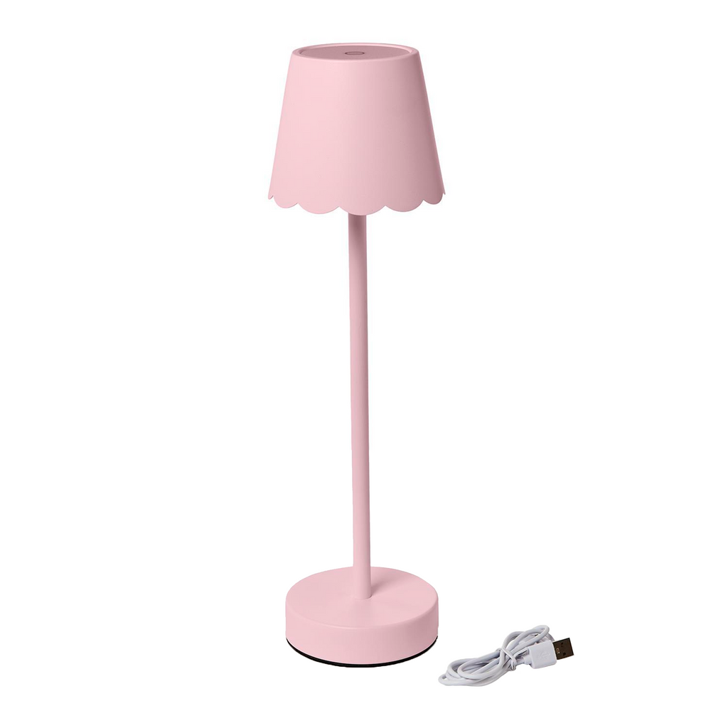 LED Portable Cordless Table Lamp with Scalloped Edge Shade in Gift Box - The Well Appointed House