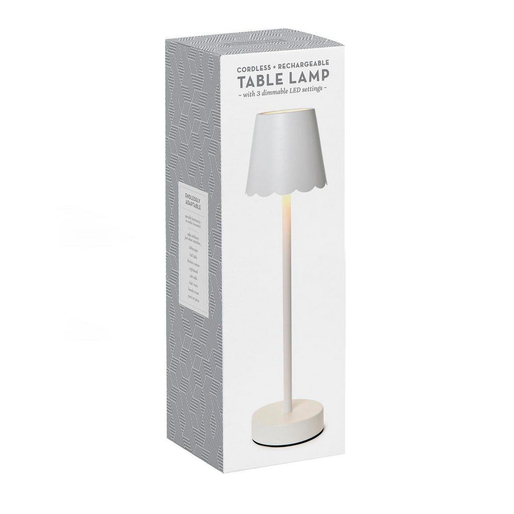 LED Portable Cordless Table Lamp with Scalloped Edge Shade in Gift Box - The Well Appointed House