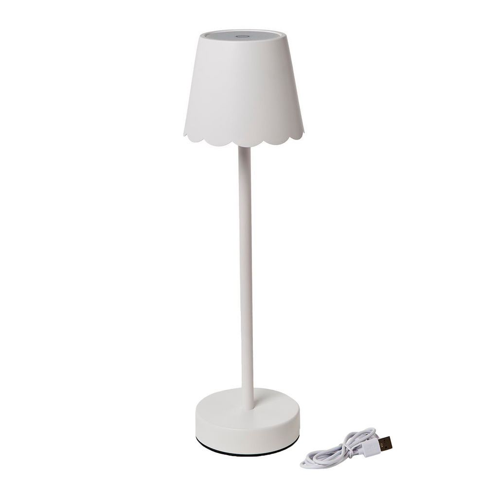 LED Portable Cordless Table Lamp with Scalloped Edge Shade in Gift Box - The Well Appointed House