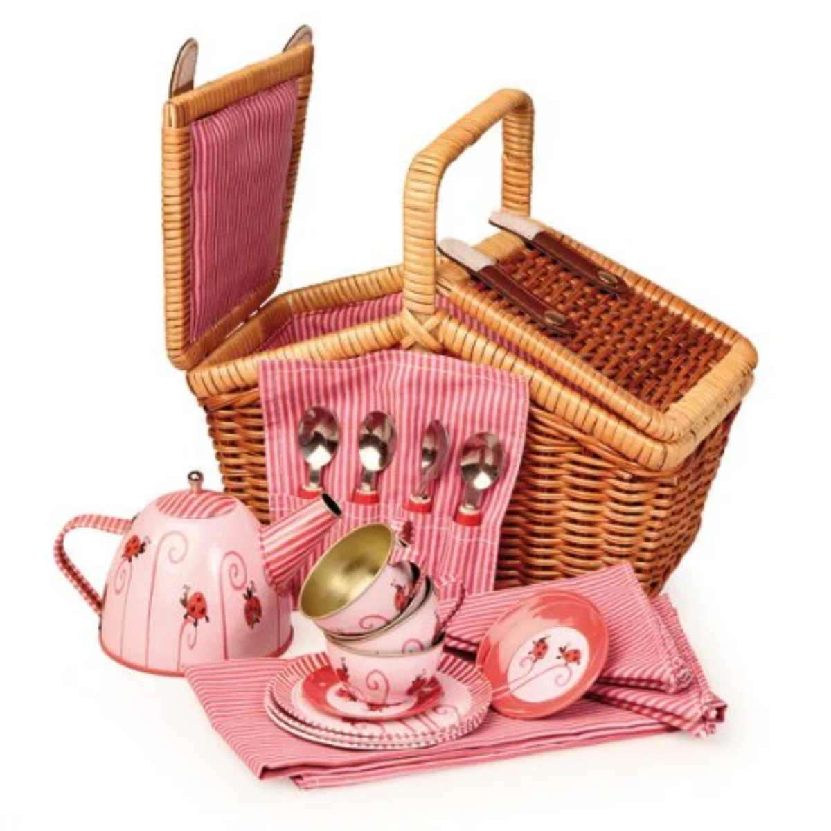 Ladybug Tin Tea Set In a Basket For Children – The Well Appointed House