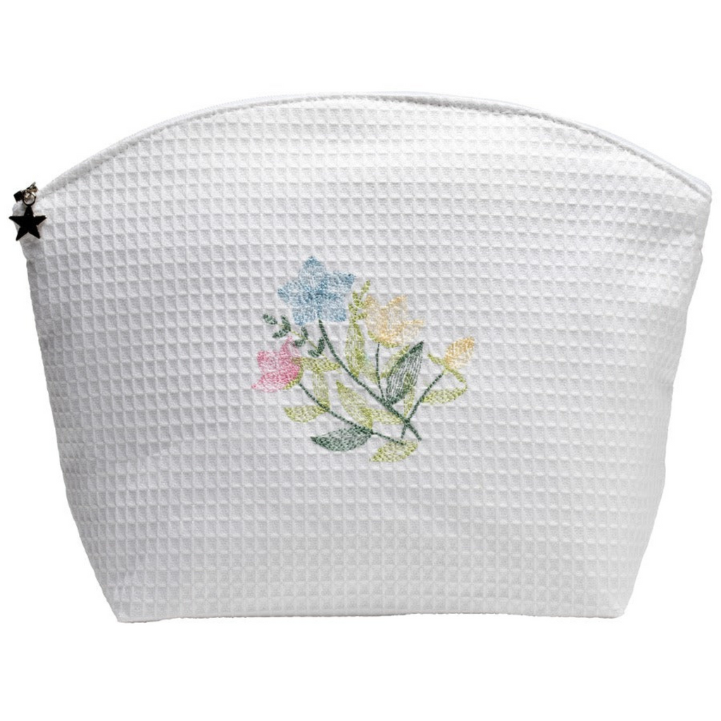 Large Cosmetic Bag With Spring Meadow Embroidery - The Well Appointed House