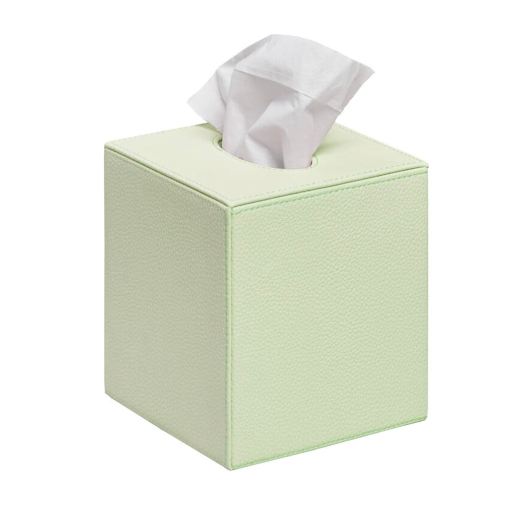Light Green Faux Leather Tissue Box Cover- The Well Appointed House