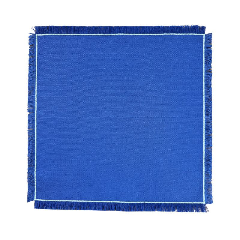 Lillian Fringe Napkin in Royal Blue with Light Blue - The Well Appointed House