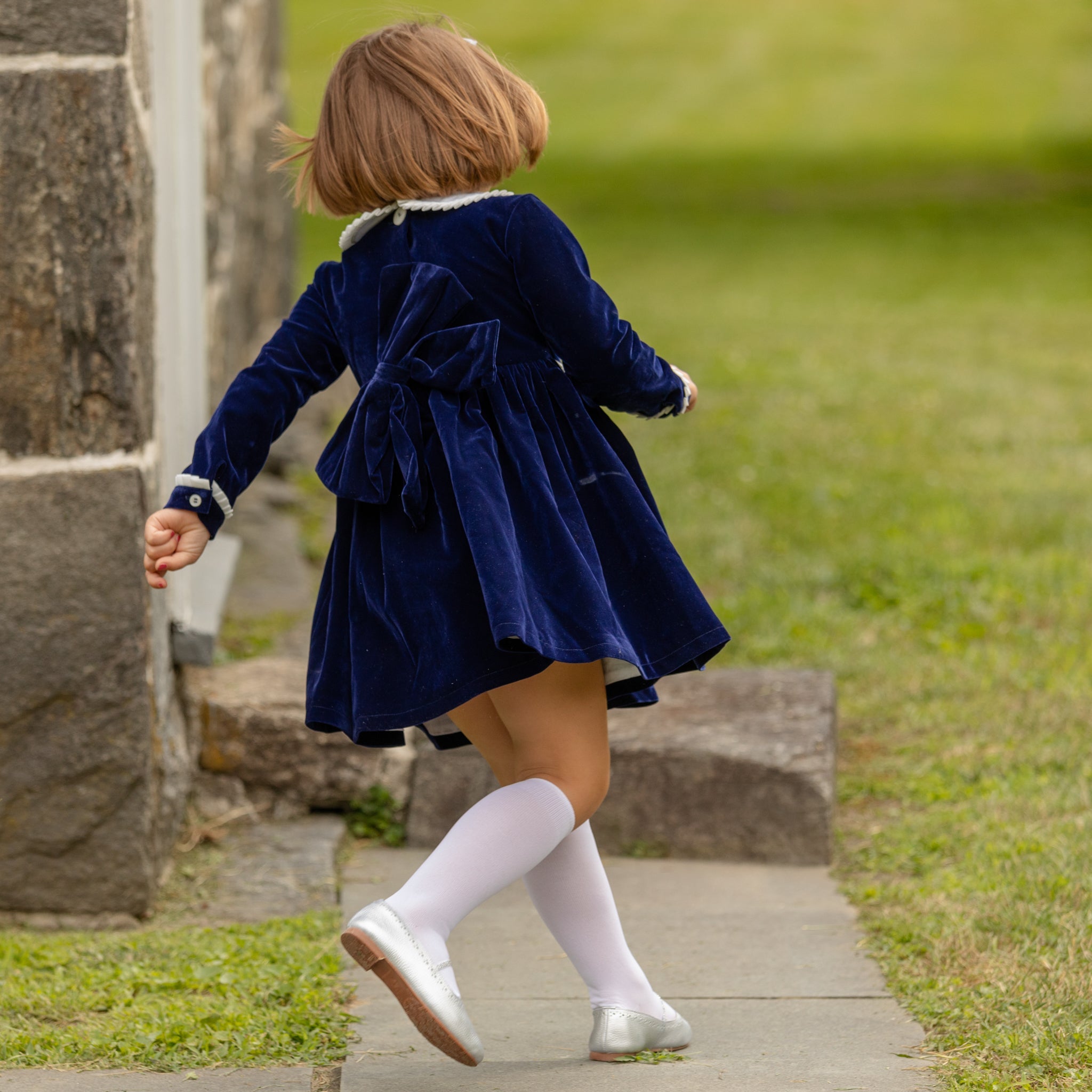 blue and white striped t shirt dress Long Sleeve Grace Dress in Midnight Blue Velvet – The Well Appointed House