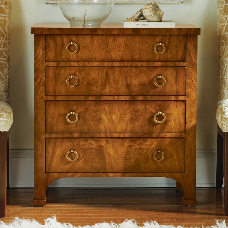 Modern History Walnut Biedermeier 4-Drawer Chest - Nightstands & Chests - The Well Appointed House