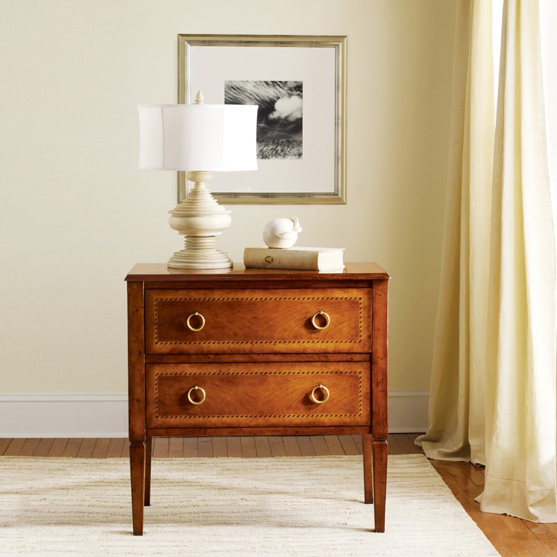 Modern History Two Drawer Fruitwood Commode - Nightstands & Chests - The Well Appointed House