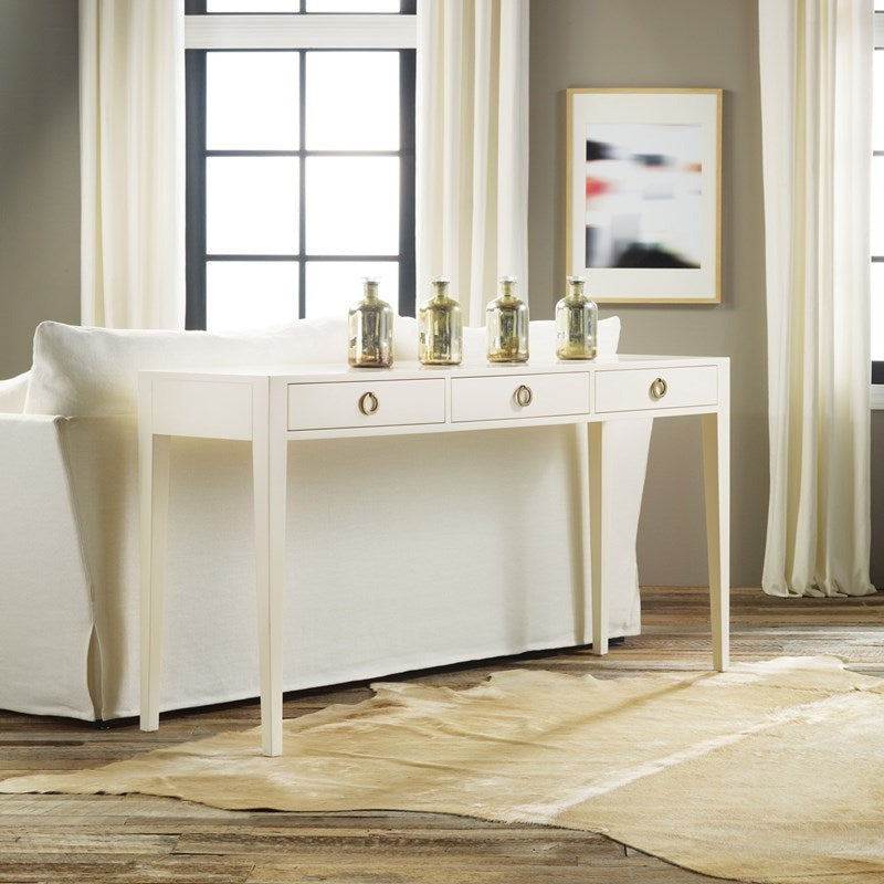 Modern History White Painted Three Drawer Console - The Well Appointed House