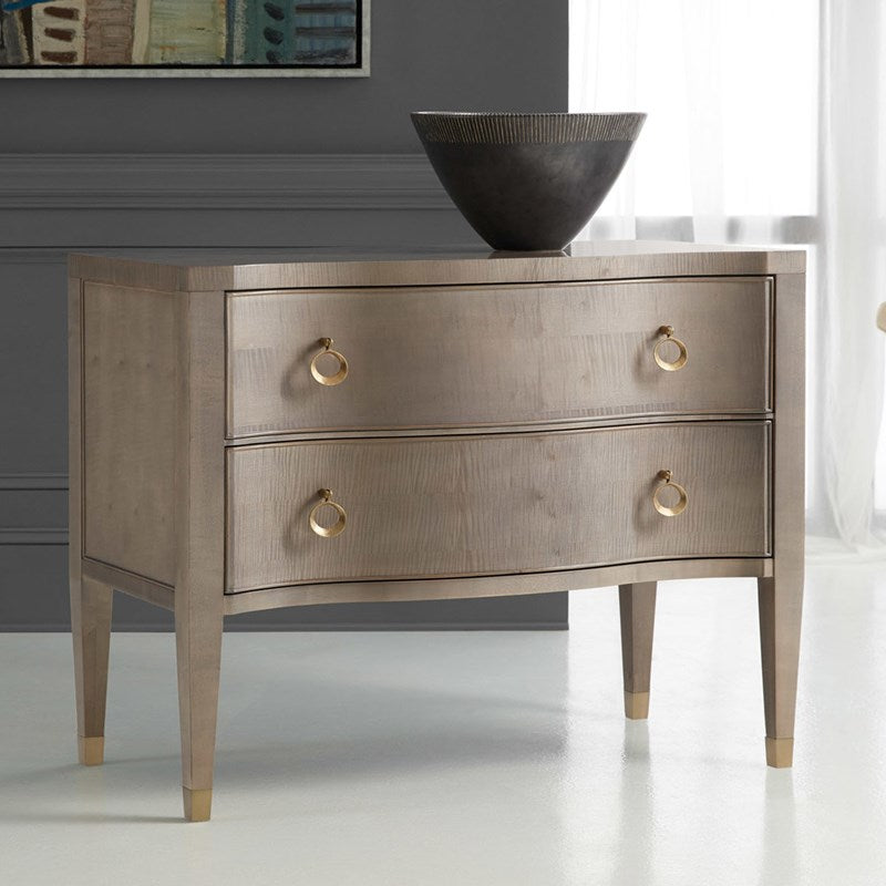 Modern History Sycamore Grey Serpentine Chest with Brass Details - The Well Appointed House