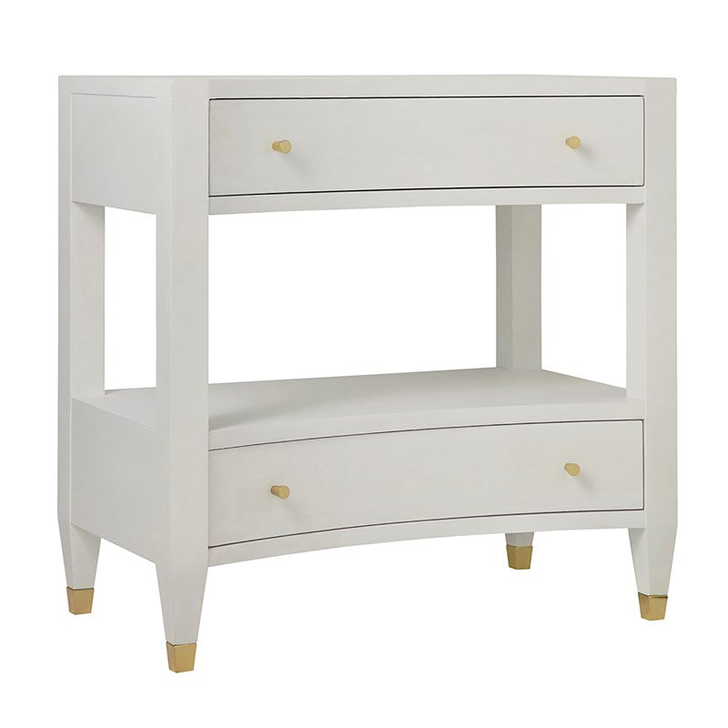 Modern History White Linen Nightstand - The Well Appointed House