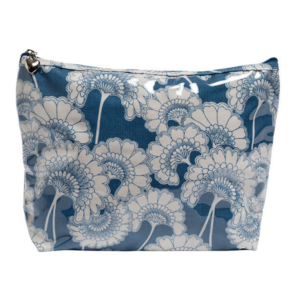 Medium Cosmetic Bag in Blue Fans - The Well Appointed House