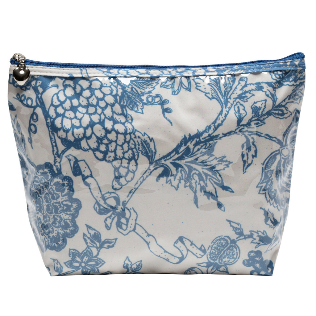 Medium Cosmetic Bag in Blue Pineapple Garden - The Well Appointed House