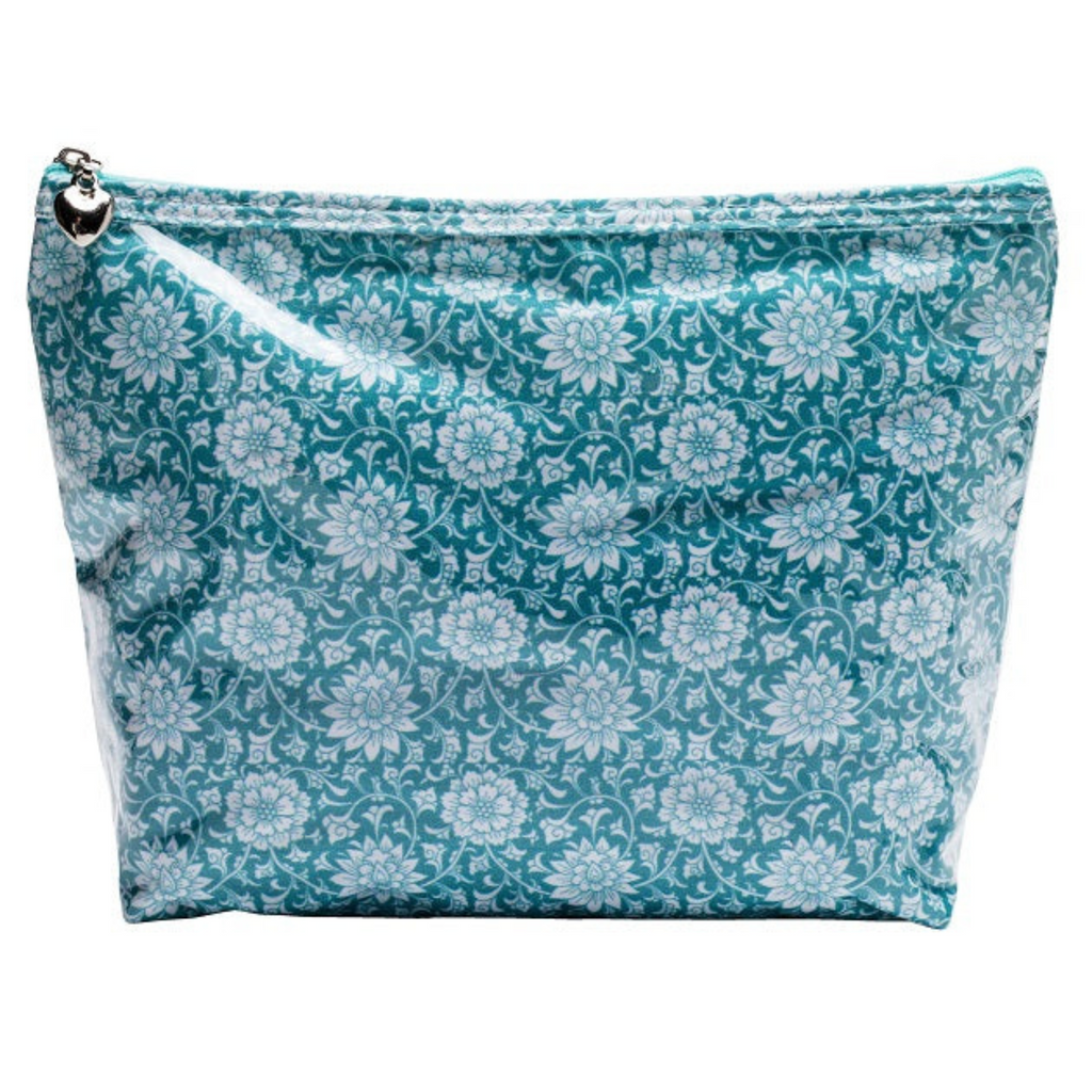 Medium Cosmetic Bag in Gerbera Aqua - The Well Appointed House
