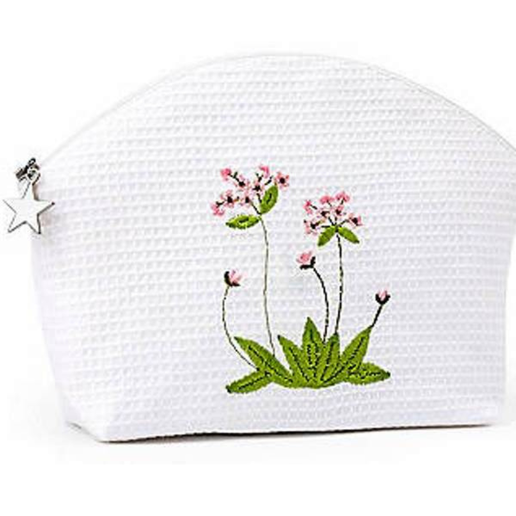 Medium Cosmetic Bag with Primrose Embroidery - The Well Appointed House 