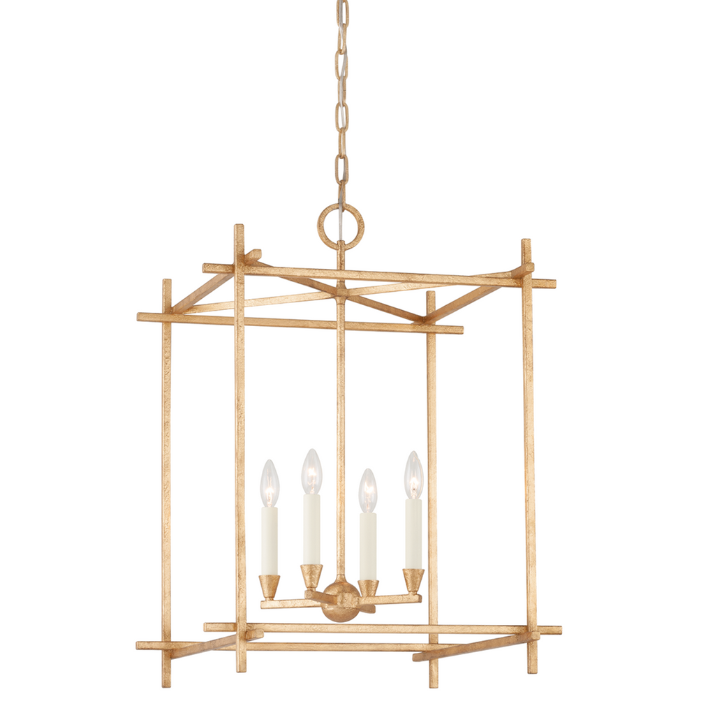 Medium Huck Open Lantern Chandelier in Vintage Gold Leaf Finish - The Well Appointed House