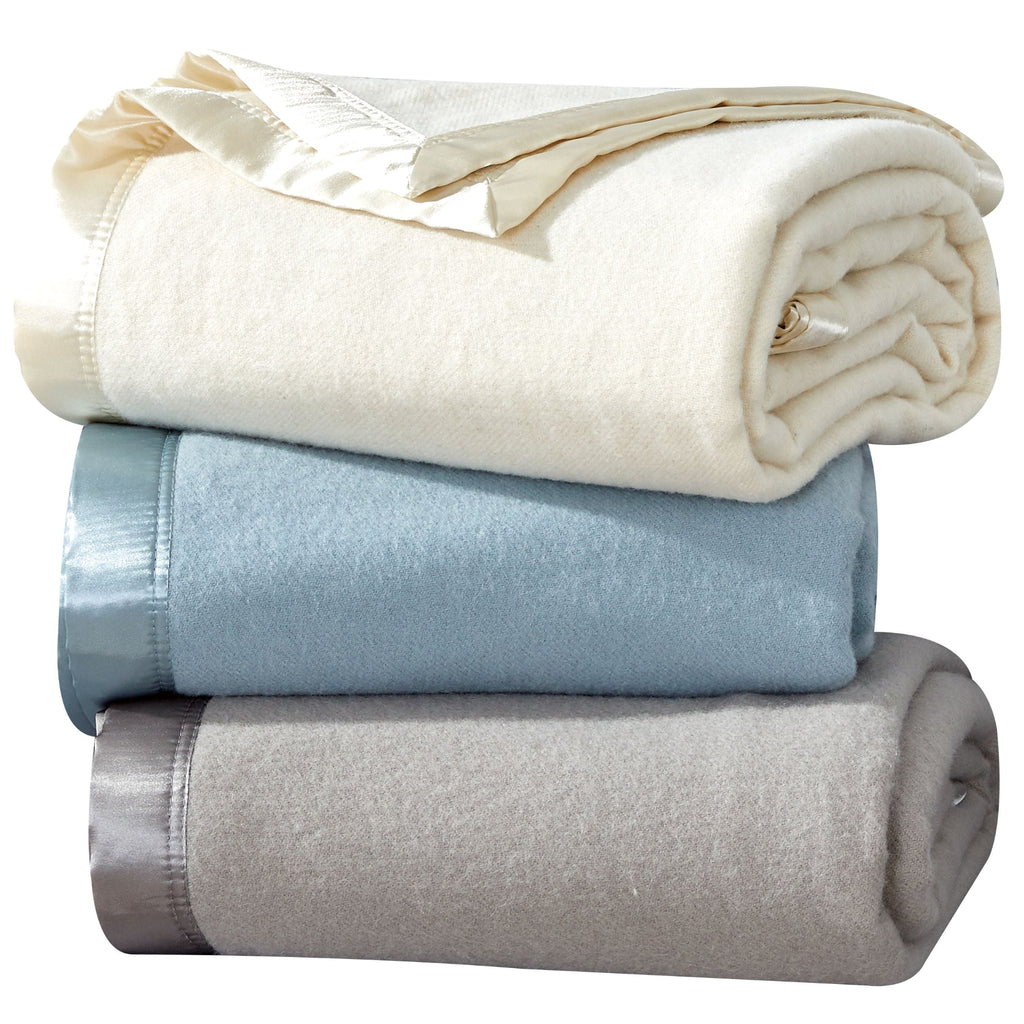 Merino Wool Blanket with Satin Border - The Well Appointed House 