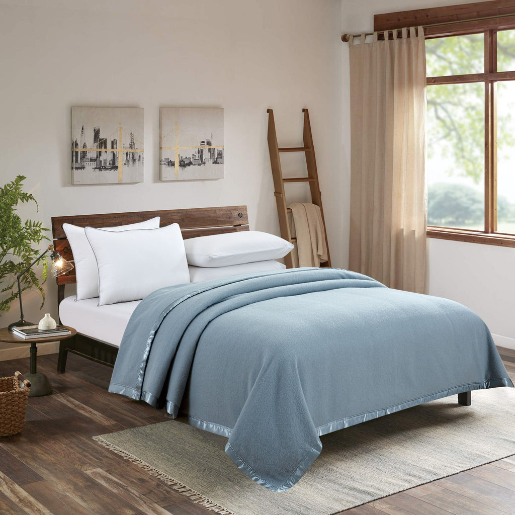 Merino Wool Blanket with Satin Border - The Well Appointed House 