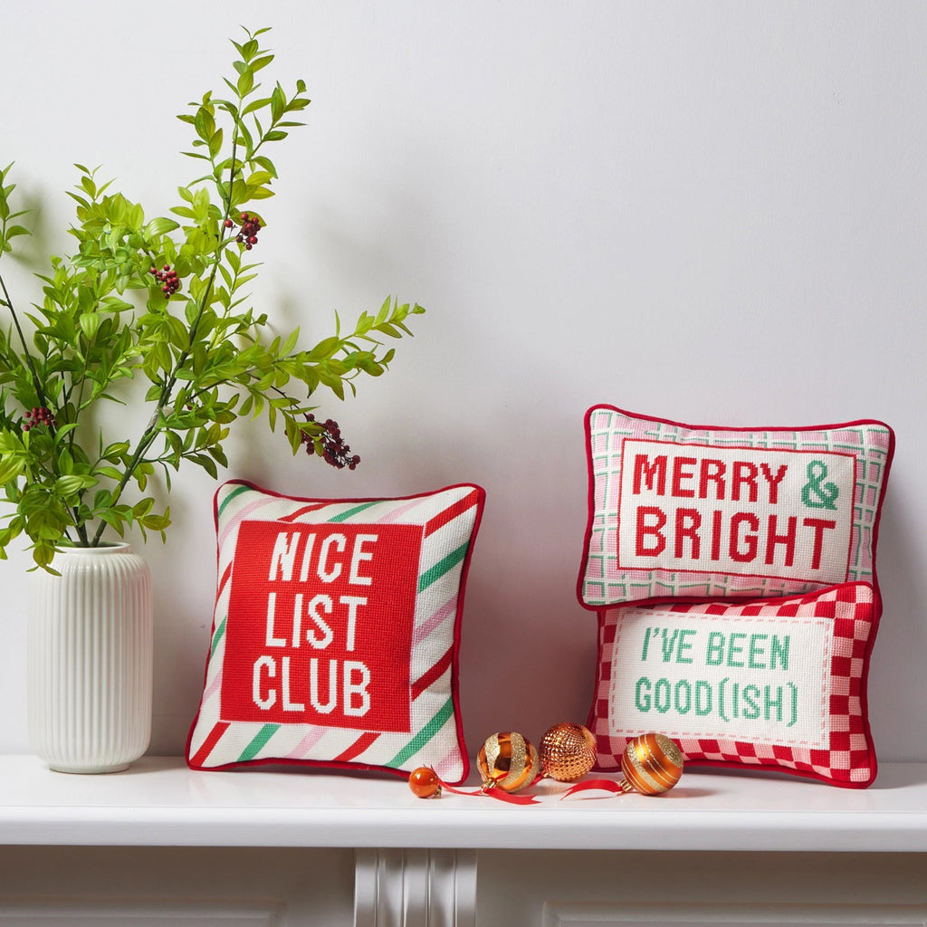 Merry & Bright Embroidered Pillow - The Well Appointed House 