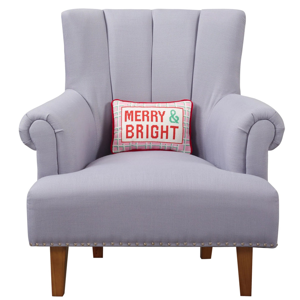 Merry & Bright Embroidered Pillow - The Well Appointed House 
